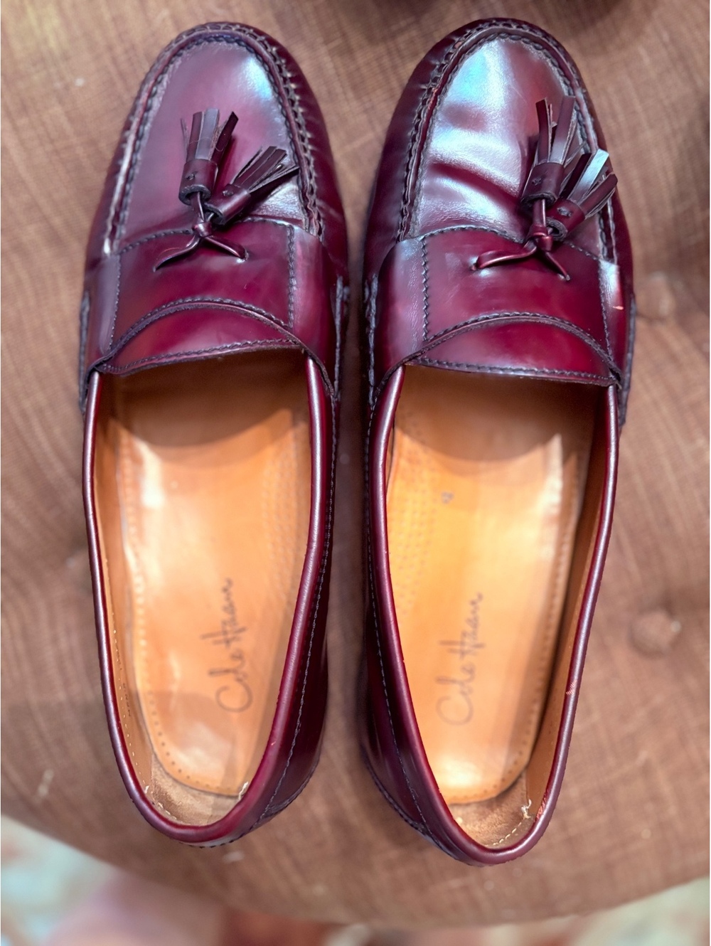 Cole Haan Oxblood Leather Tassel Loafers 10.5E